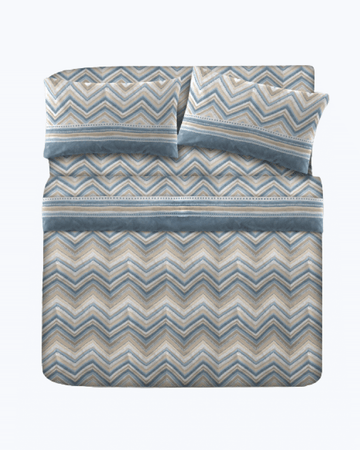 HomeLife Set Lenzuola Flanella Letto Singolo 100% Caldo Cotone Made in Italy Azzuro